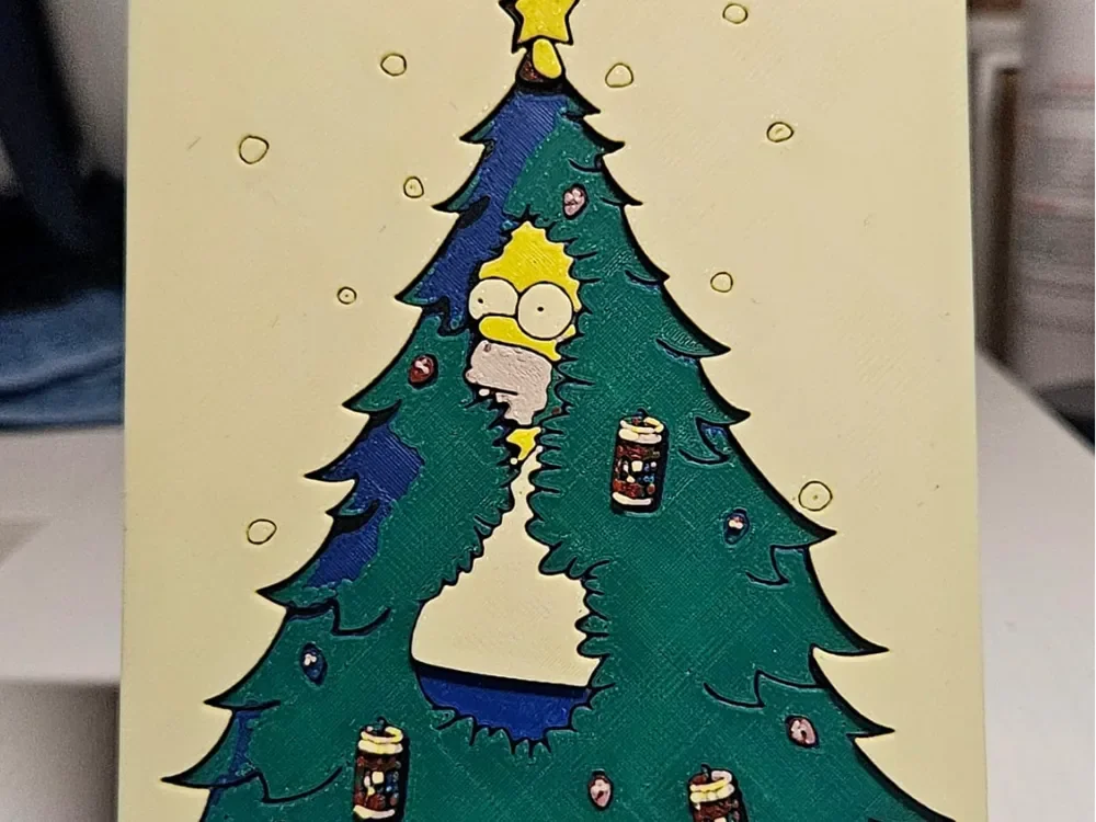 Christmas Homer Three The Simpsons by Mano's 3d_Art HueForge model: Christmas Homer Three The Simpsons by Mano's 3d_Art