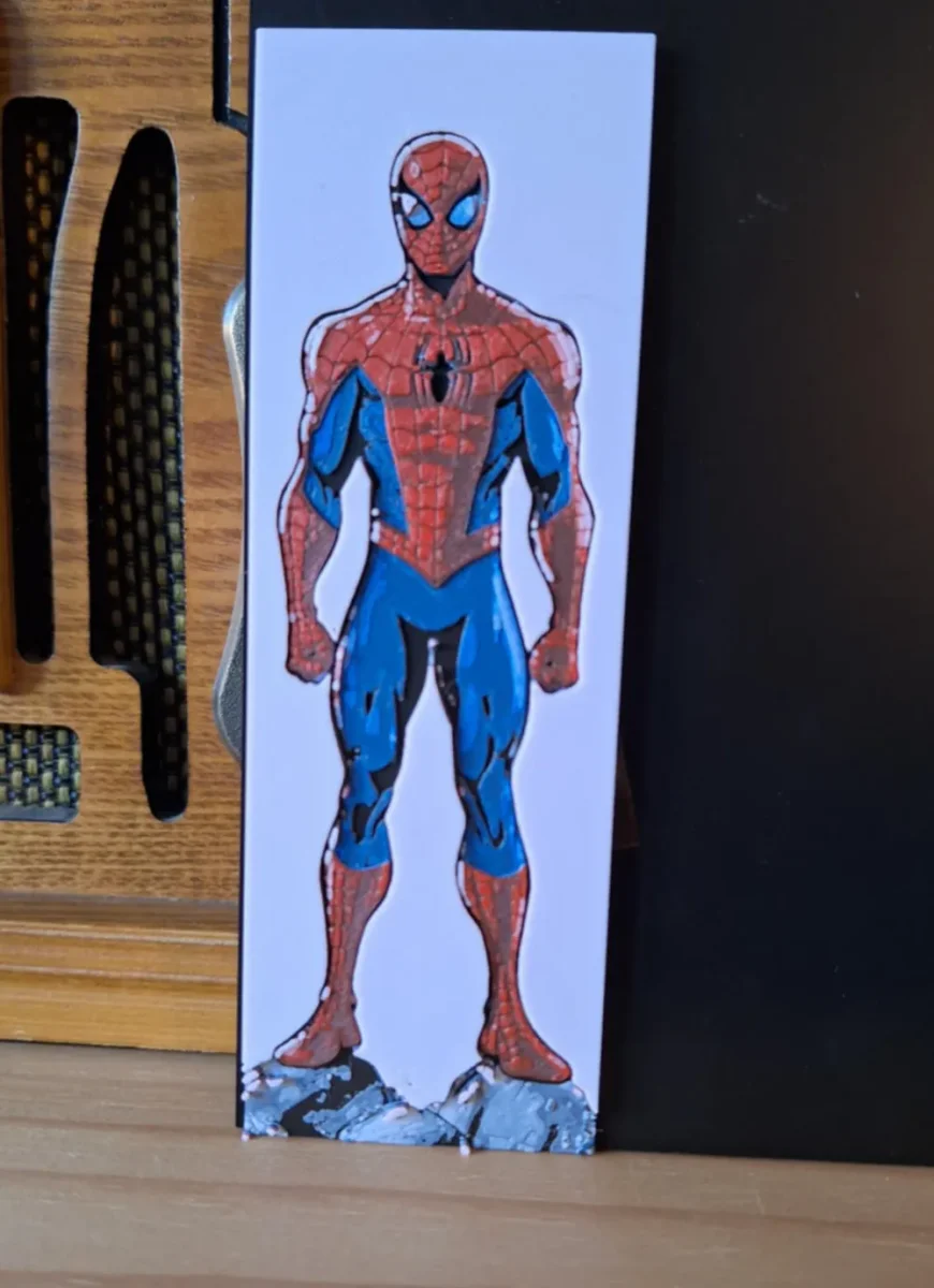 Spiderman Bookmark - 4 colours by 3dGlow HueForge model: Spiderman Bookmark - 4 colours by 3dGlow