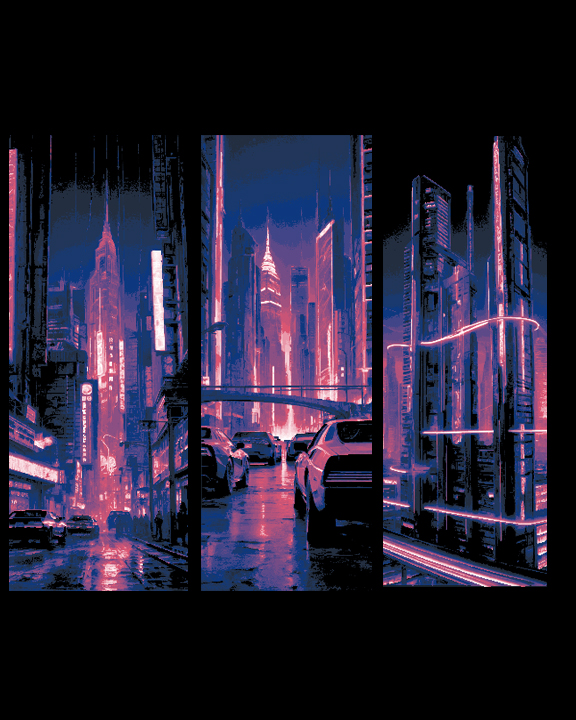 The Bright Lights of Neon City - Set of 3 Bookmarks by BooneCo3d HueForge model: The Bright Lights of Neon City - Set of 3 Bookmarks by BooneCo3d