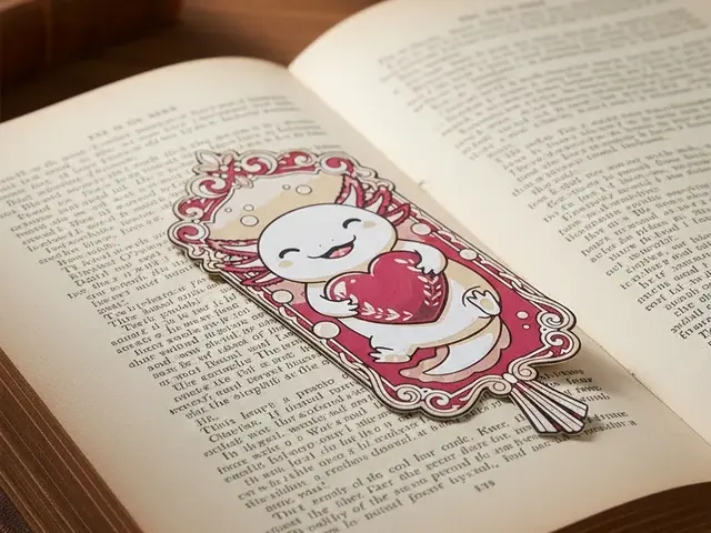 HueForge model: Valentine Axolotl Bookmark2 - Hueforge - 4 colors by doodleddigital