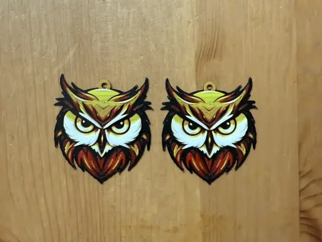 HueForge model: owl hueforge earrings by Morganja
