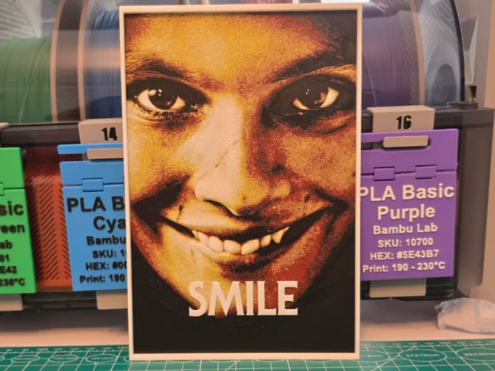Smile Movie Poster - Hueforge Art by Lumpy3D HueForge model: Smile Movie Poster - Hueforge Art by Lumpy3D