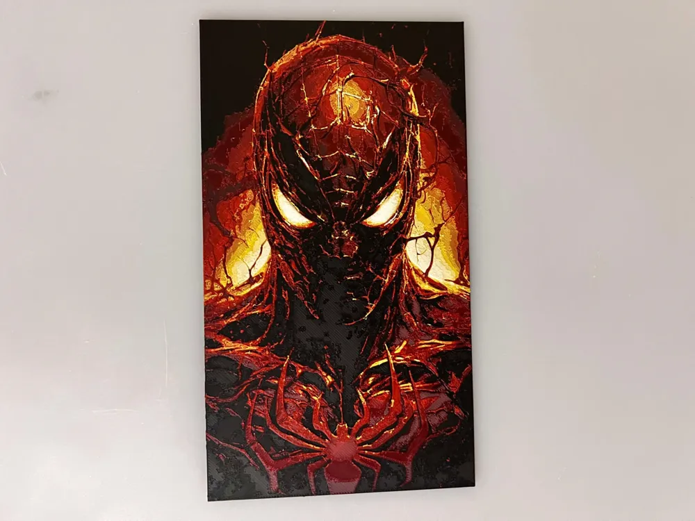 Spiderman Symbiote Rage by 3djd HueForge model: Spiderman Symbiote Rage by 3djd