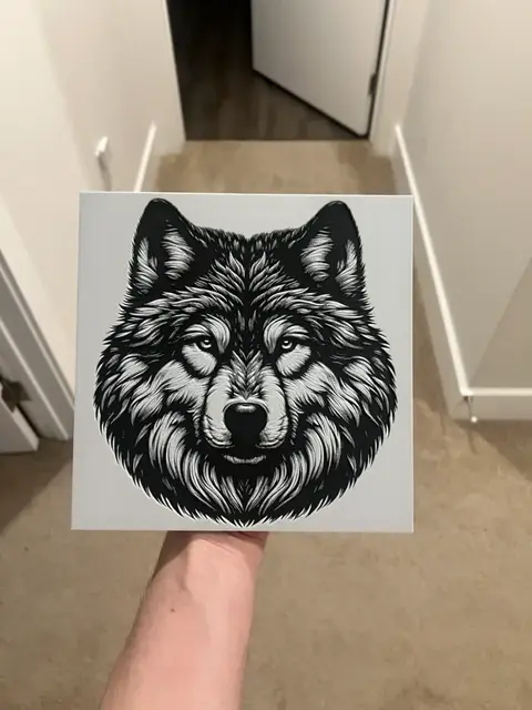 HueForge model: Wolf Face Wall Art Hueforge by RP47 Designs