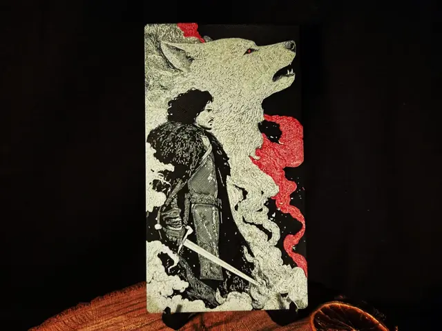 HueForge model: John Snow and Ghost GOT inspired  hueforge 110x200 by EternalDesigns3D