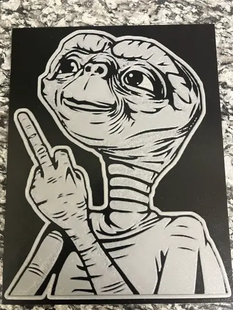 HueForge model: ET flipping the bird(HueForge print) by Houston713Texan