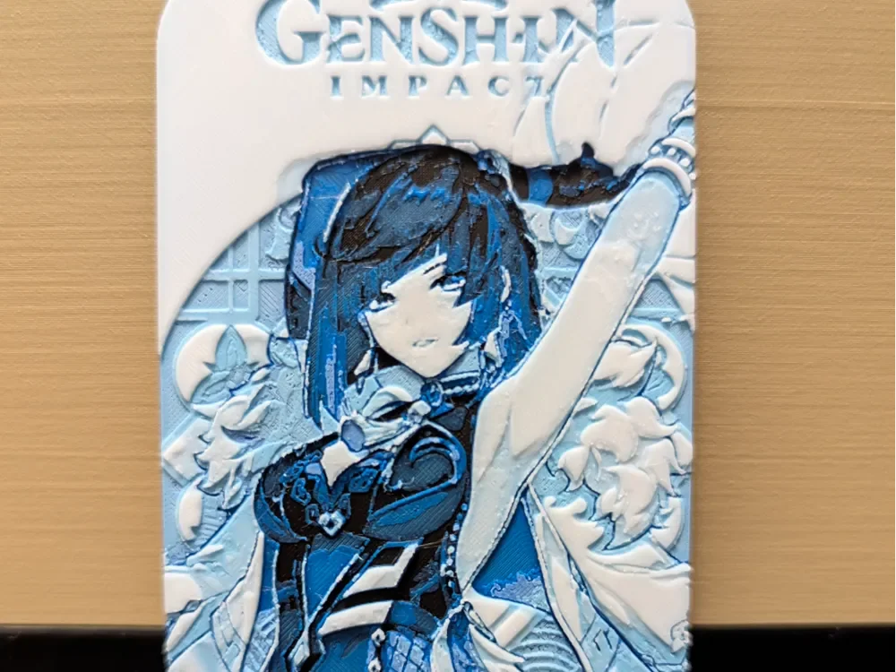 Yelan Character Card - Bookmark - 55 x 150 mm by JP_Creations HueForge model: Yelan Character Card - Bookmark - 55 x 150 mm by JP_Creations