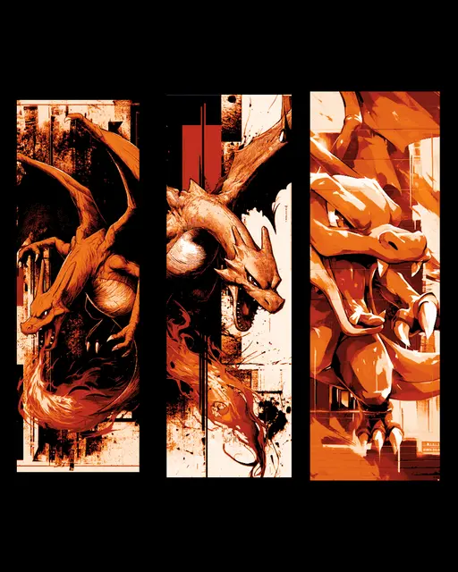 HueForge model: Fan art drawings of Charizard the Great Dragon Pokemon - Set of bookmarks by BooneCo3d