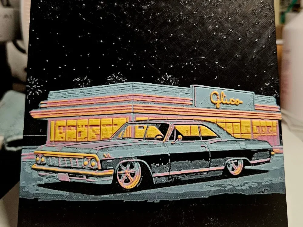 Retro Car '60 style by Mano's 3d_Art HueForge model: Retro Car '60 style by Mano's 3d_Art