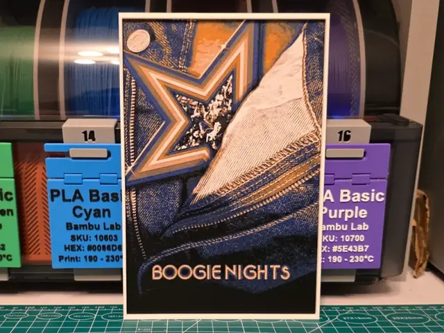HueForge model: Boogie Nights Movie Poster - Hueforge Art by Lumpy3D