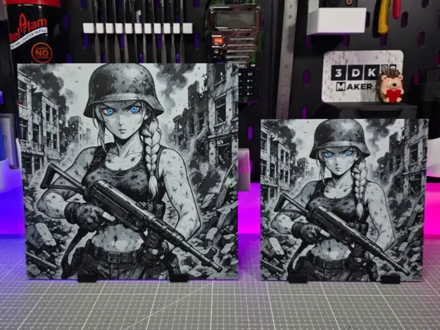 HueForge model: Girl Anime MP40 – Hueforge – 4 Colors by Montoya Maker