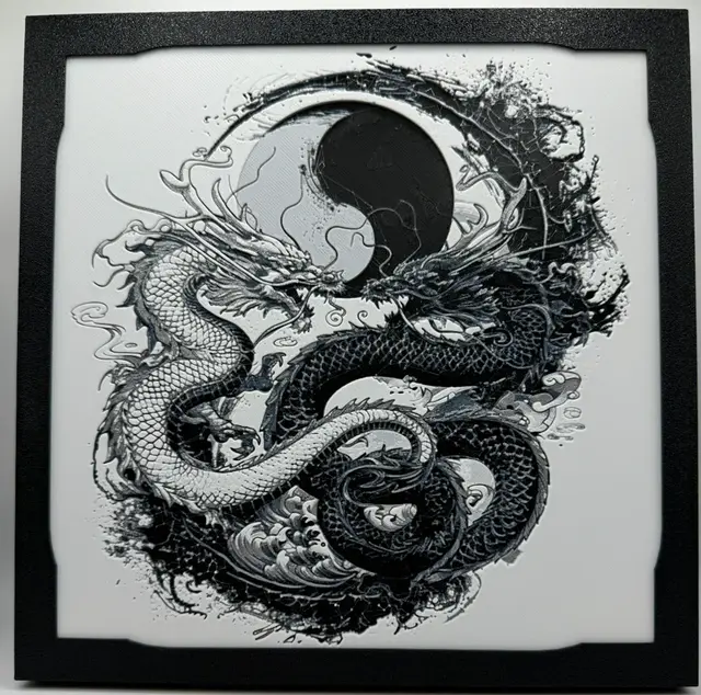 HueForge model: Twin Dragons - Ying Yang by Canadian Gamer