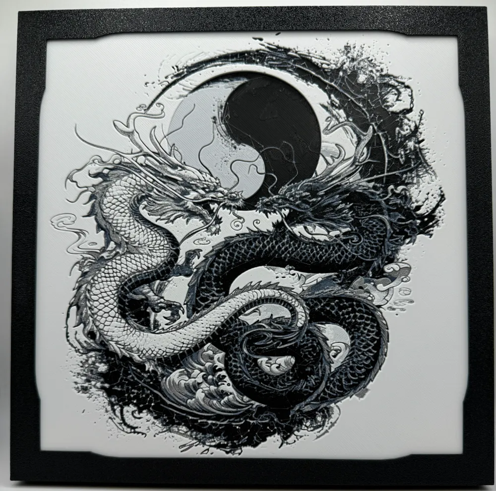 Twin Dragons - Ying Yang by Canadian Gamer HueForge model: Twin Dragons - Ying Yang by Canadian Gamer