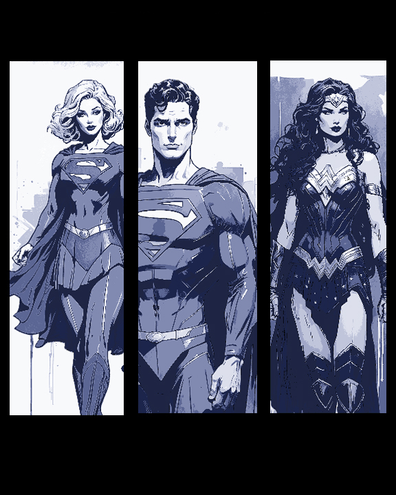 Fan Art Sketches of DC Characters Superman, Supergirl and Wonder Woman - Set of 3 Bookmarks by BooneCo3d HueForge model: Fan Art Sketches of DC Characters Superman, Supergirl and Wonder Woman - Set of 3 Bookmarks by BooneCo3d