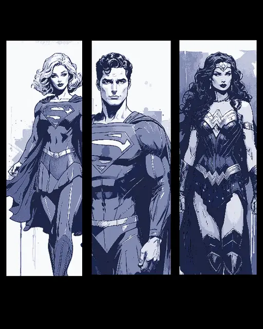 HueForge model: Fan Art Sketches of DC Characters Superman, Supergirl and Wonder Woman - Set of 3 Bookmarks by BooneCo3d