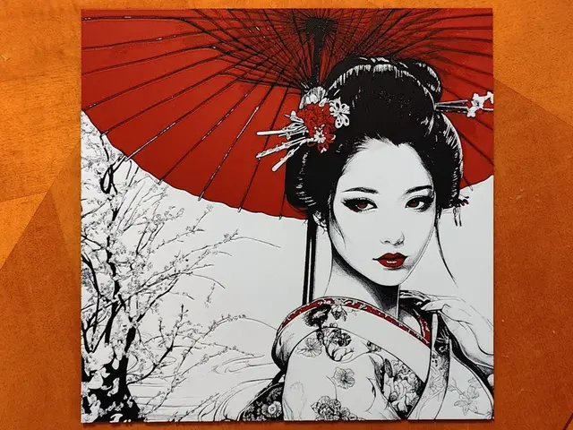 HueForge model: Crimson Umbrella Geisha by Sarge