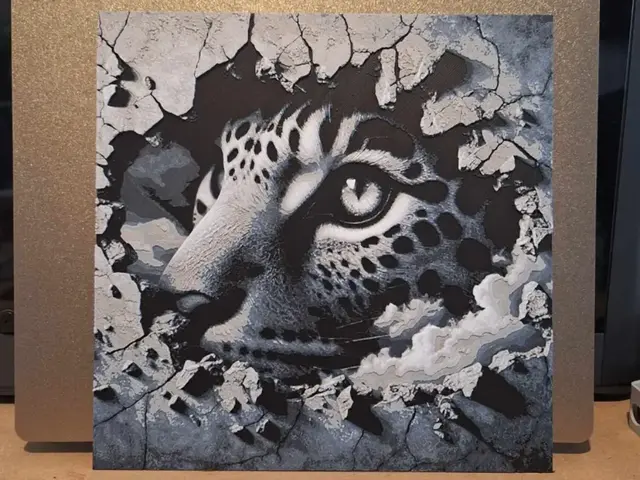 HueForge model: Peeking leopard - 4 colour hueforge by 3dGlow
