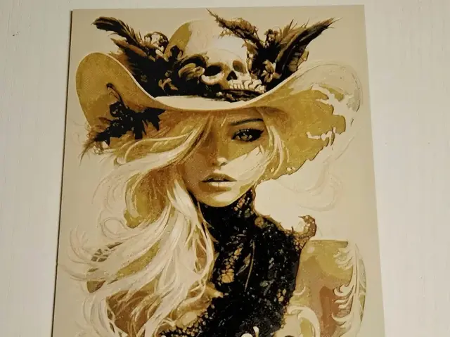 HueForge model: Woman with cowboy hat and skulls by Mano's 3d_Art
