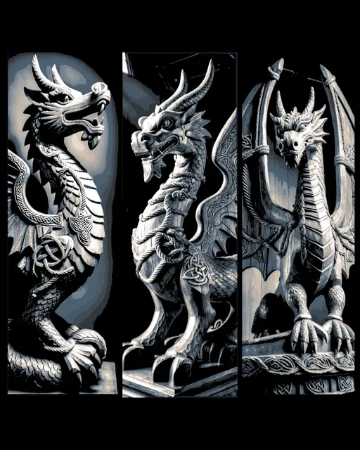 HueForge model: Viking Carved Dragons Set of Bookmarks - Great Holiday Gifts! by BooneCo3d