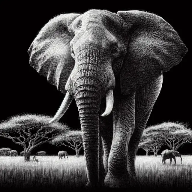 HueForge model: Elephant on savanna - Hueforge by BeaN