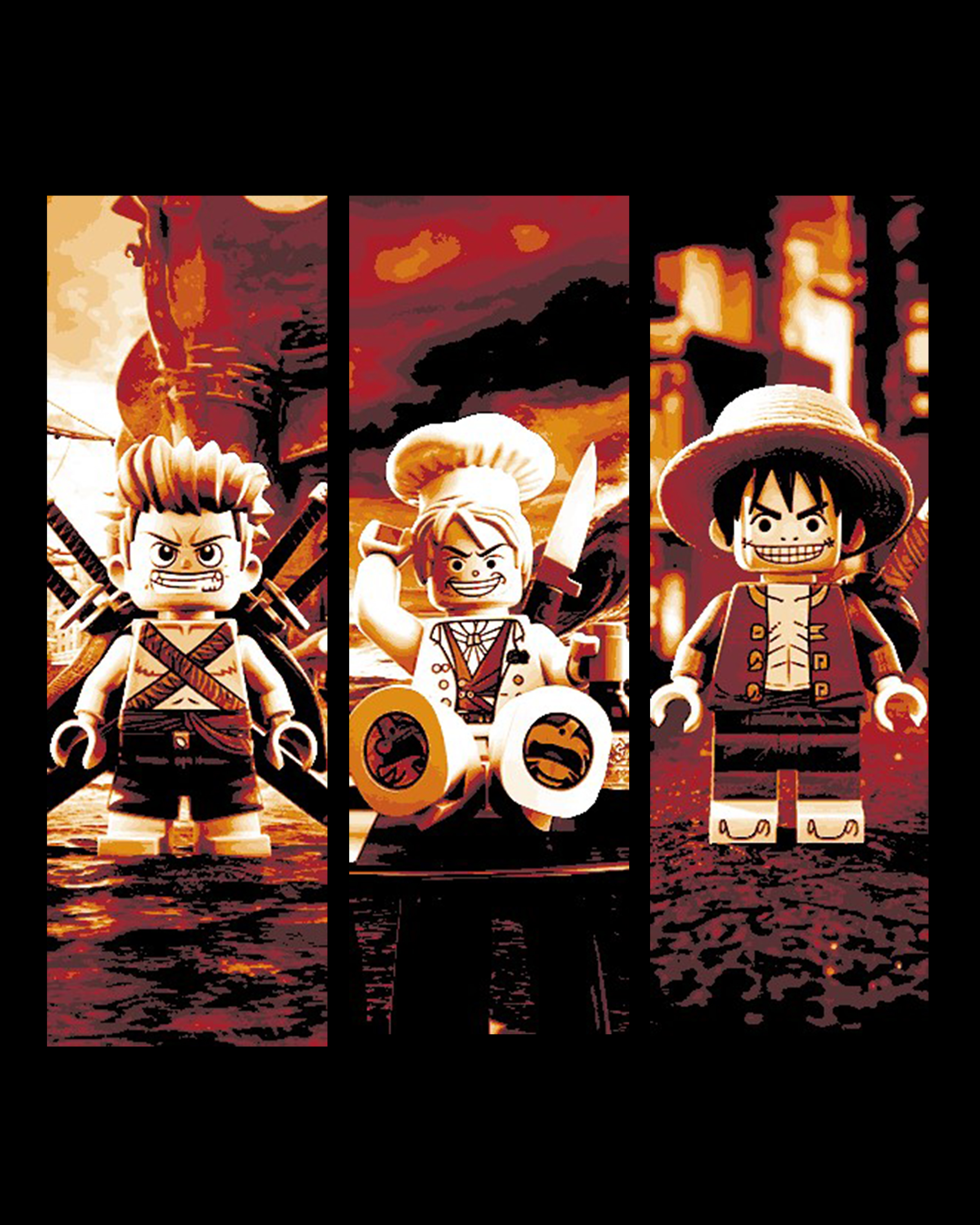 Fan Art of the One Piece Crew - Luffy, Sanji and Zoro as Brick People! Set of Bookmarks by BooneCo3d HueForge model: Fan Art of the One Piece Crew - Luffy, Sanji and Zoro as Brick People! Set of Bookmarks by BooneCo3d
