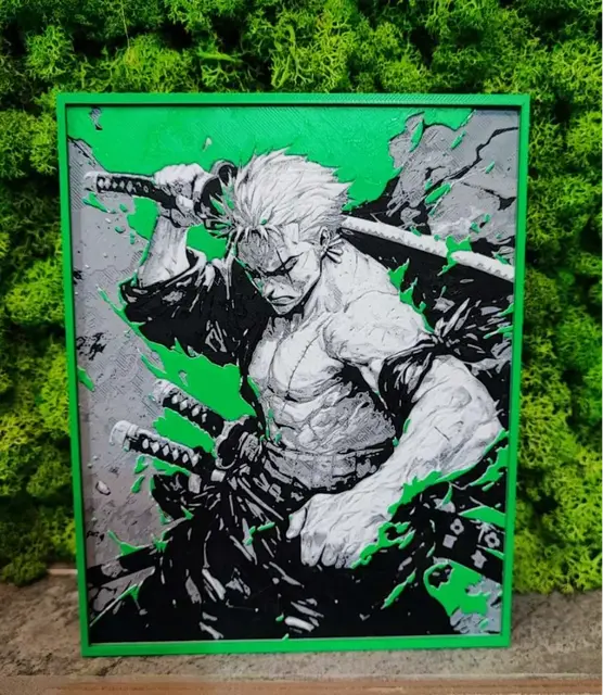 HueForge model: Zoro - master of swords by Garuda3D