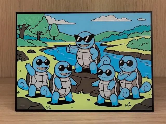 HueForge model: Squirtle Squad Hueforge & Frame by Nextopia