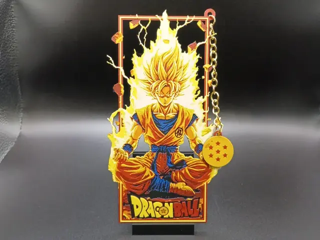 HueForge model: Goku Bookmark Framed with Charm by 3djd