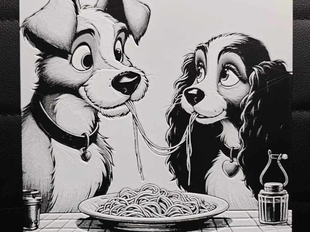 Lady and the Tramp by TheHueforgeLady HueForge model: Lady and the Tramp by TheHueforgeLady
