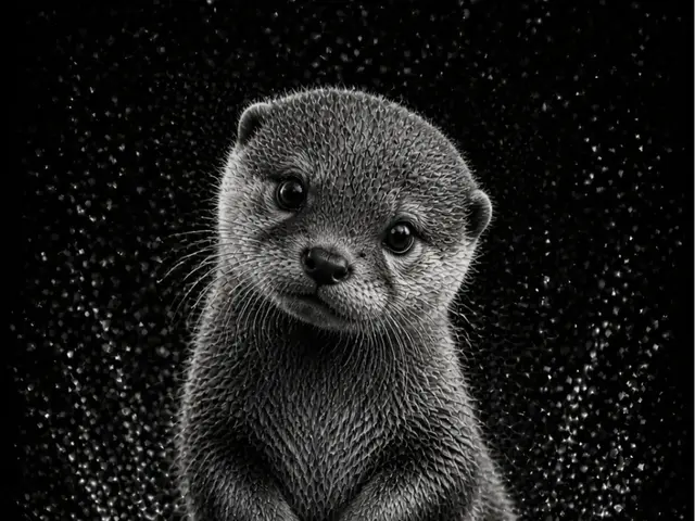 HueForge model: Baby Otter - Baby Animals B&W - EASY PRINT by Hueforge Maker
