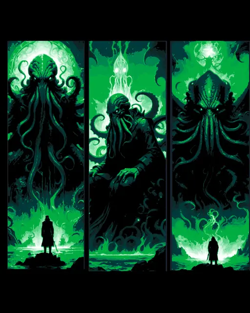 HueForge model: Dark Manifestations of the Cthulhu - Gothic Style - Set of 3 Bookmarks by BooneCo3d