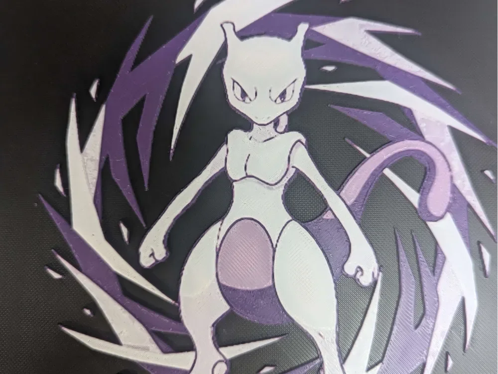 Hueforge mewtwo mew two by ZombiePaint3D HueForge model: Hueforge mewtwo mew two by ZombiePaint3D