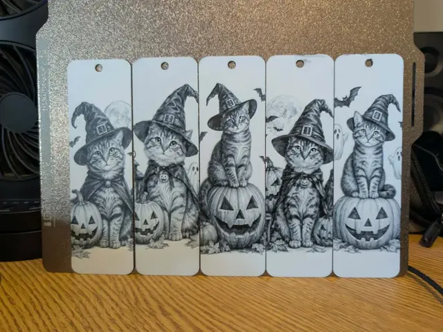 Set of 5 Cat halloween bookmarks