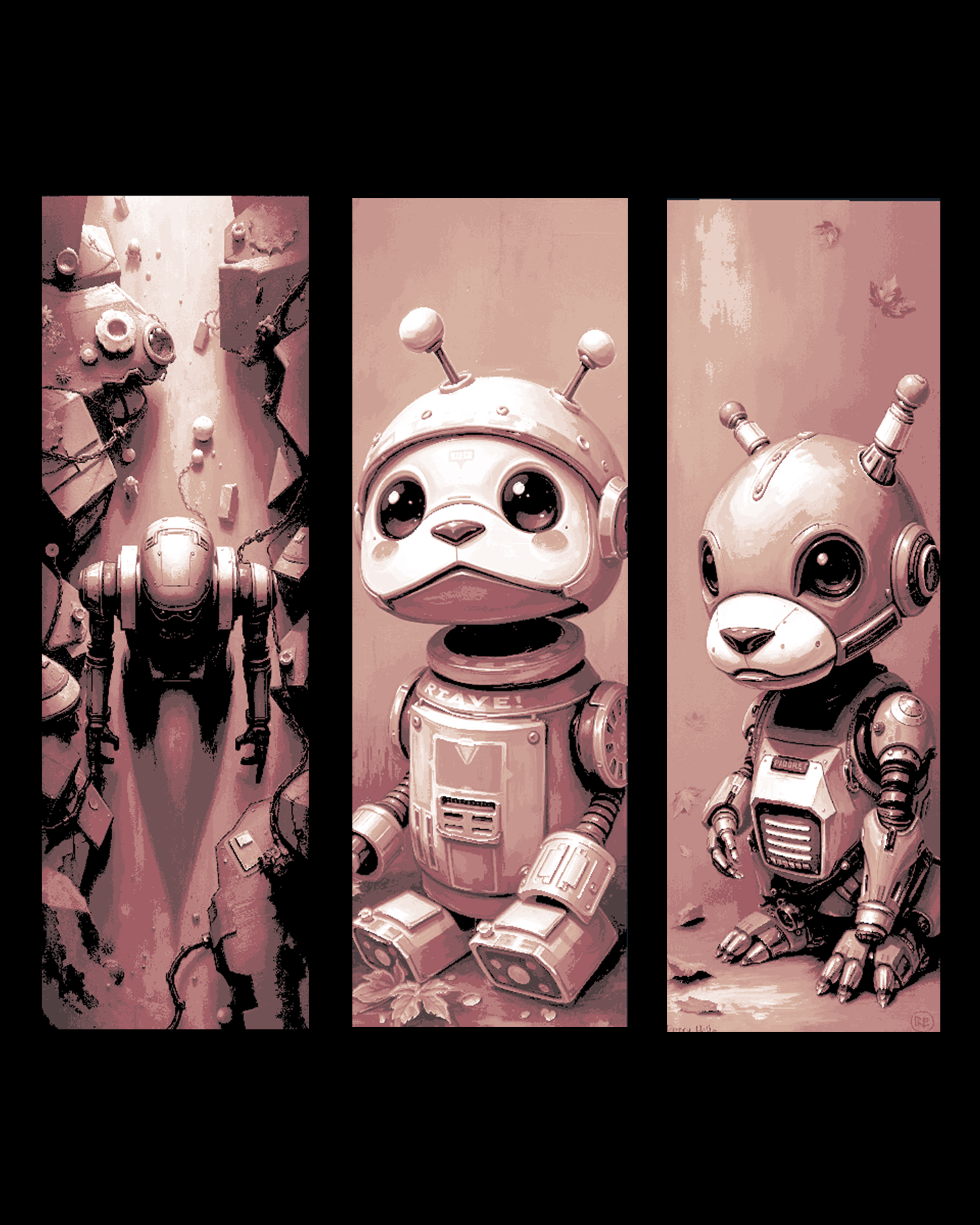Sad portraits of the lost and forgotten Robots - Set of Bookmarks by BooneCo3d HueForge model: Sad portraits of the lost and forgotten Robots - Set of Bookmarks by BooneCo3d