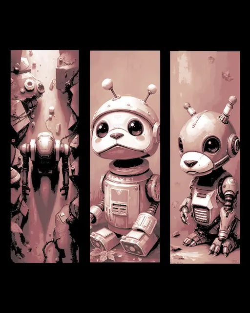 HueForge model: Sad portraits of the lost and forgotten Robots - Set of Bookmarks by BooneCo3d