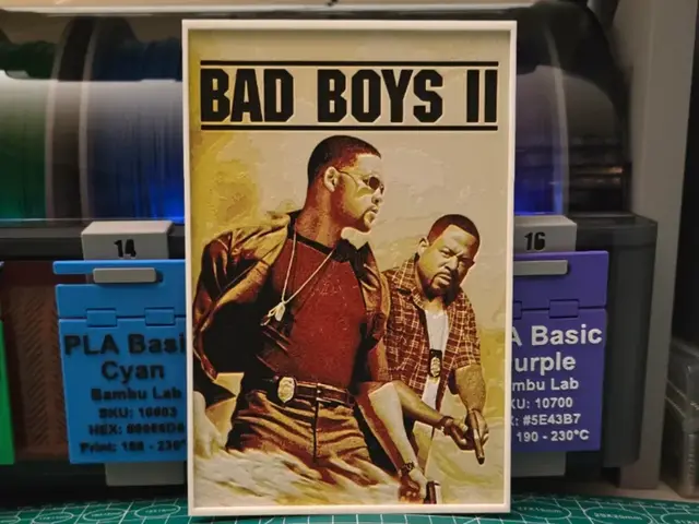 HueForge model: Bad Boys II Movie Poster - Hueforge Art by Lumpy3D