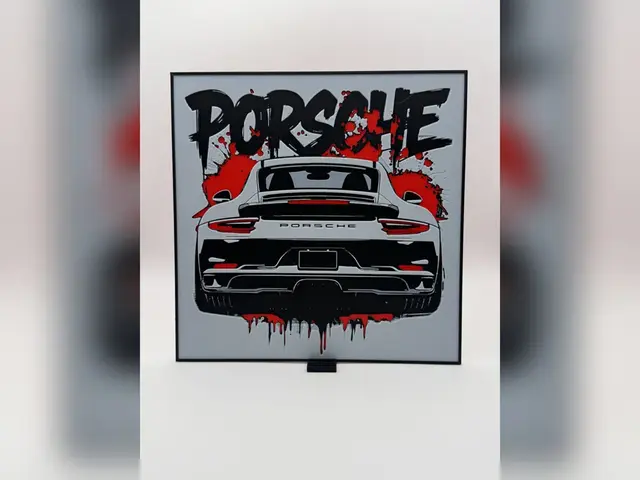 HueForge model: Porsche 911 Splatter Art HueForge Print by Thadius