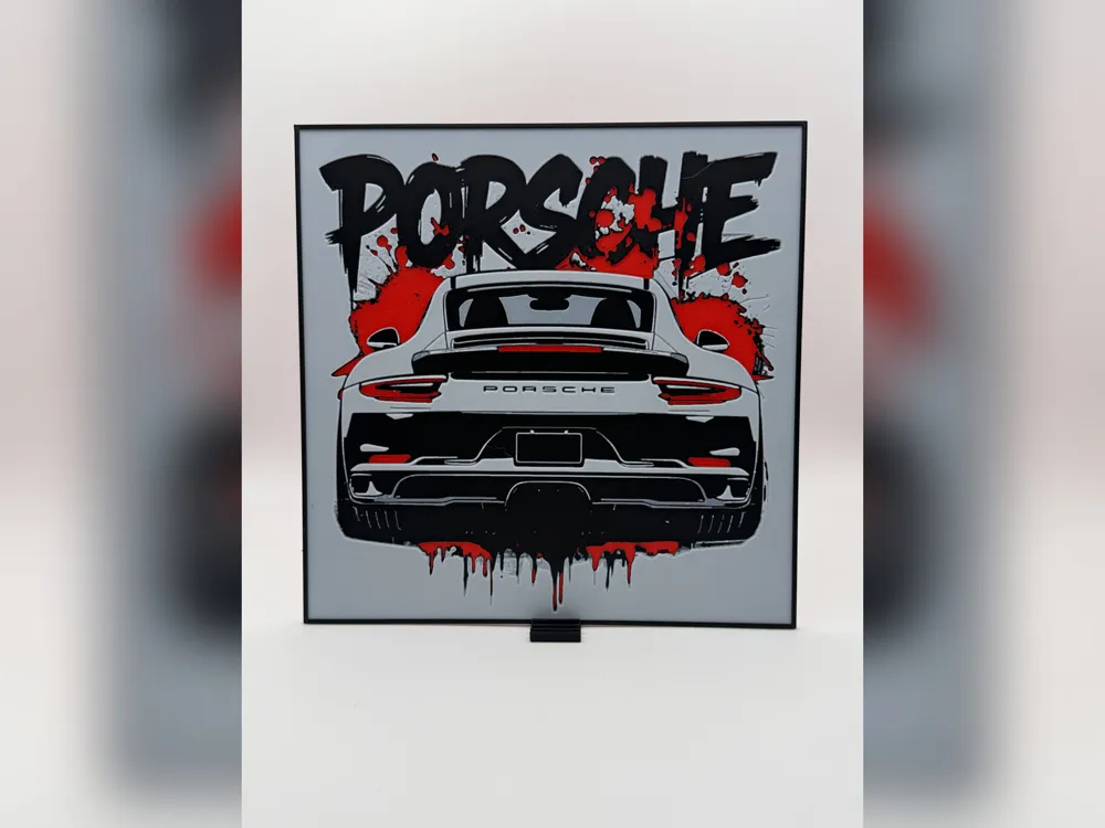 Porsche 911 Splatter Art HueForge Print by Thadius HueForge model: Porsche 911 Splatter Art HueForge Print by Thadius