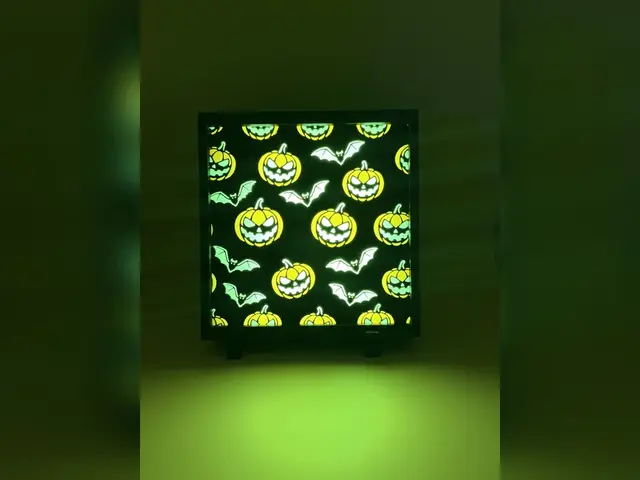 Neon Pumpkin & Bat Pattern HueForge Print