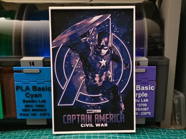 HueForge model: Captain America: Civil War Poster - Hueforge Art by Lumpy3D