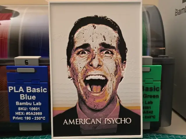 HueForge model: American Psycho Movie Poster V2 - Hueforge Art by Lumpy3D