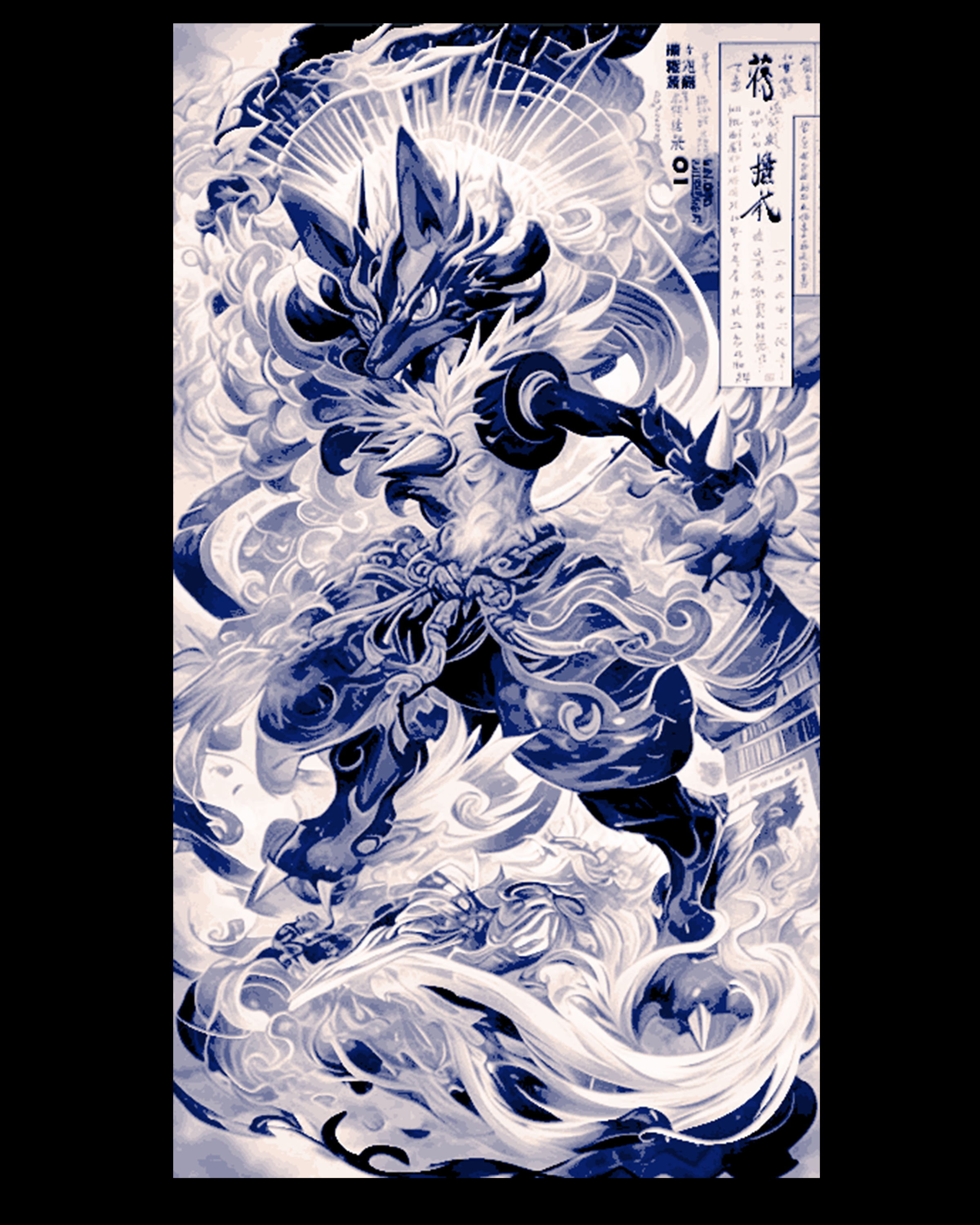 Fanart Depiction of the Pokémon Lucario in a style of the Orient - Hueforge wall art by BooneCo3d HueForge model: Fanart Depiction of the Pokémon Lucario in a style of the Orient - Hueforge wall art by BooneCo3d