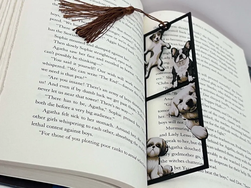 Dogs Being Dogs Bookmark by 3djd HueForge model: Dogs Being Dogs Bookmark by 3djd