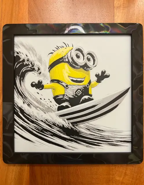 HueForge model: Minion Surfing by JustBe 3D Printing