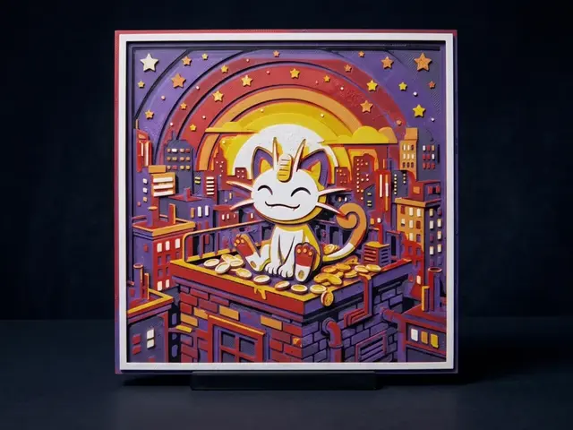 HueForge model: City Meowth - Hueforge Wall Art by LED