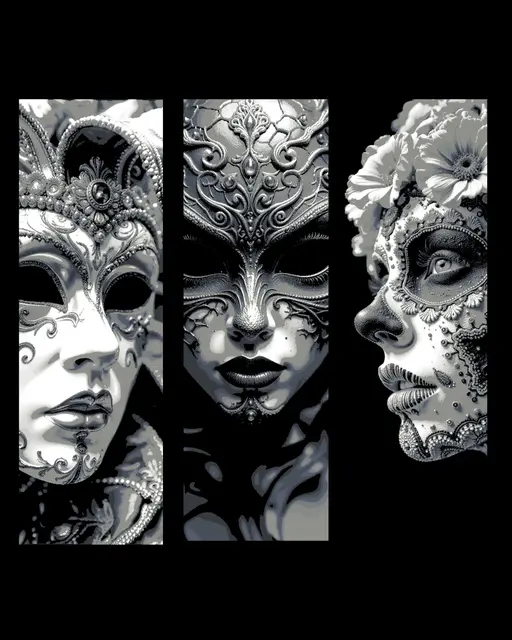 HueForge model: Celebration of Mask - Carnivale and Balls showcase the art - Set of bookmark by BooneCo3d