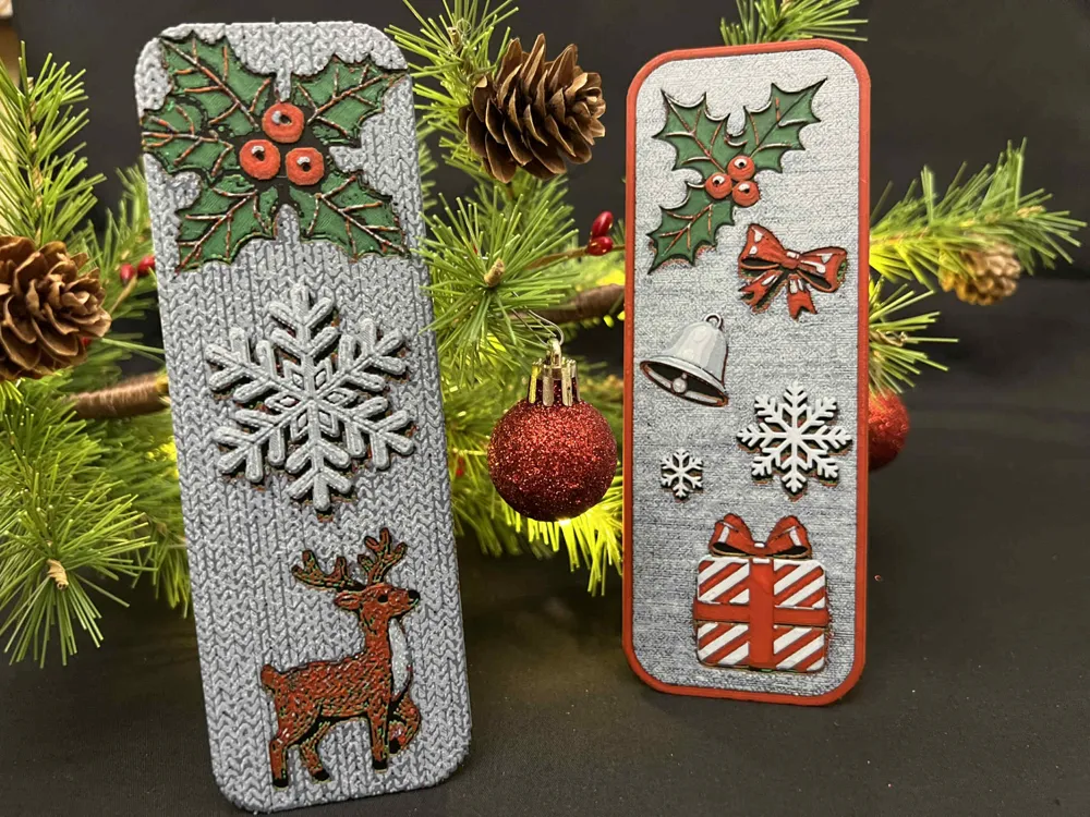 Christmas Bookmark Set 1 by 3djd HueForge model: Christmas Bookmark Set 1 by 3djd