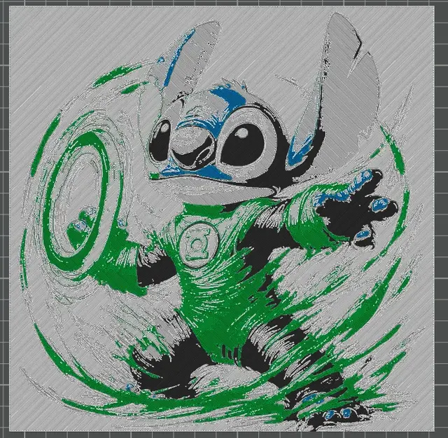 HueForge model: Stitch Dressed as Green Lantern by JustBe 3D Printing