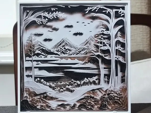 HueForge model: Paperart Landscape - HueForge 3 Color by BoDad