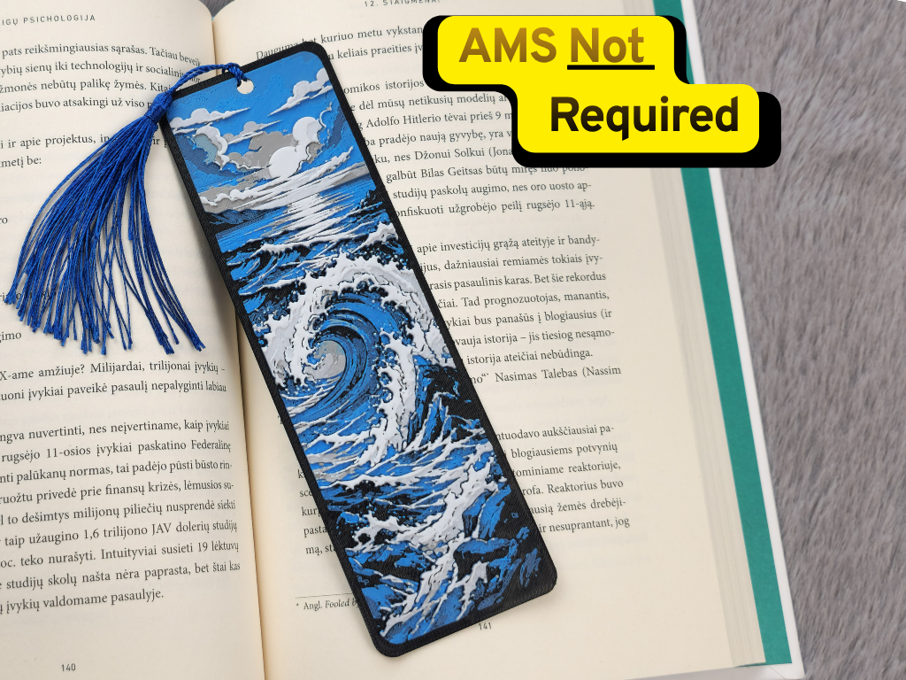 Moonlit Ocean Wave Bookmark by 2D Wall Art HueForge model: Moonlit Ocean Wave Bookmark by 2D Wall Art